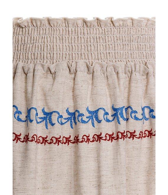 Agua Bendita Jenna Blush Floral Embroidered Smocked Waist Maxi Skirt Product Image