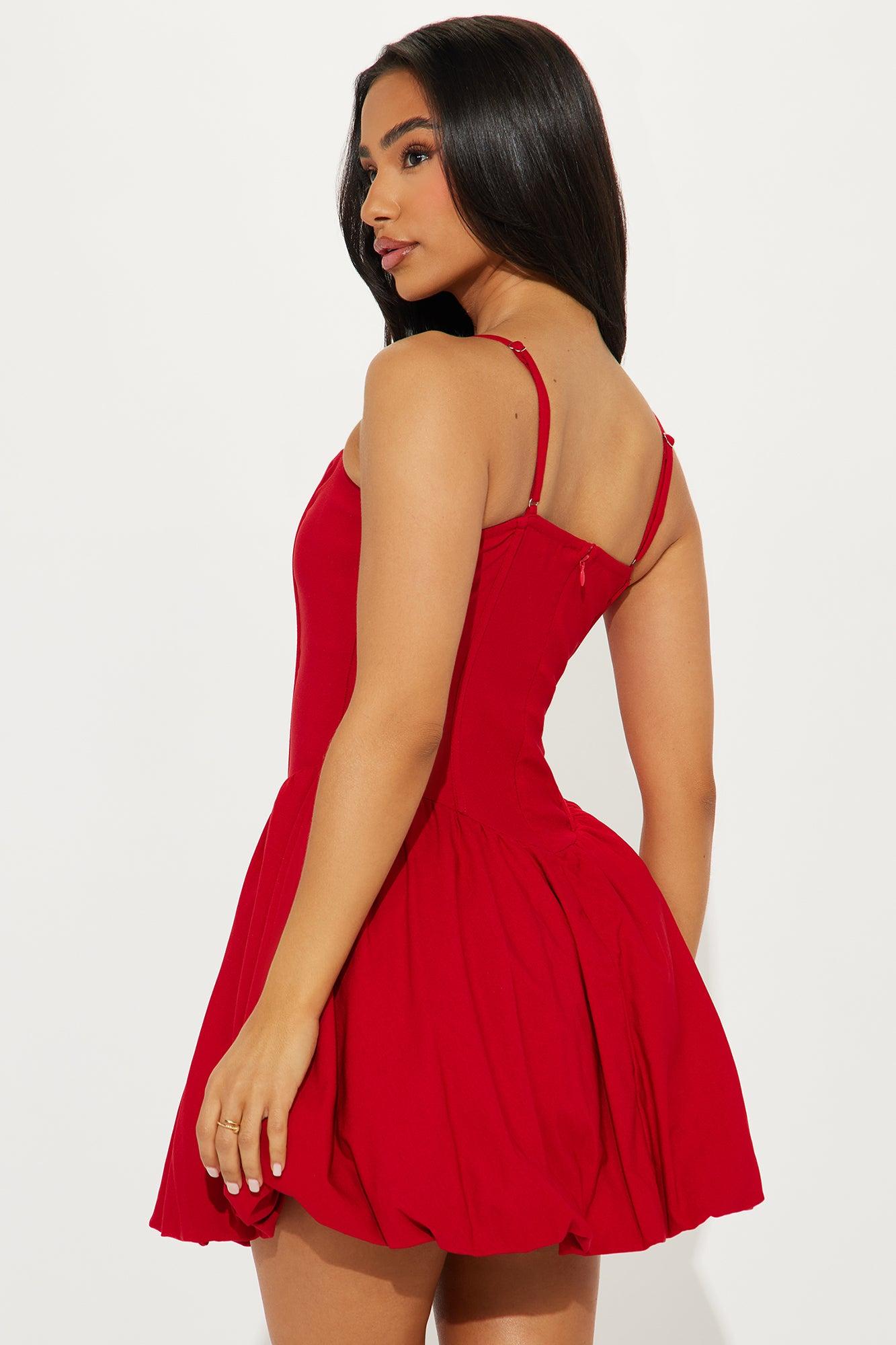 Kelly Bubble Micro Mini Dress - Red Product Image