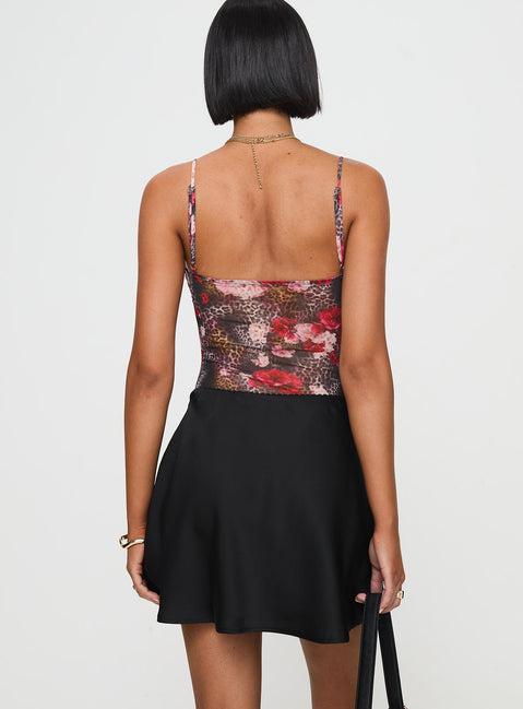 Dapple Bias Satin Mini Skirt Black Product Image