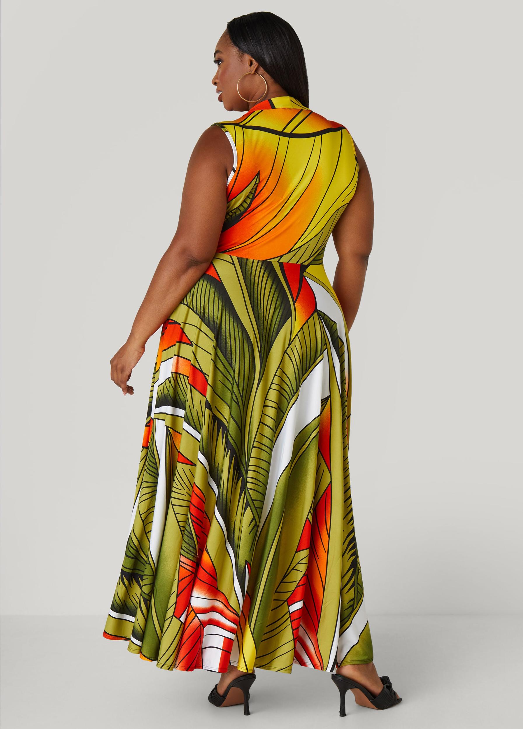 Tropical Faux Wrap Maxi Dress Product Image