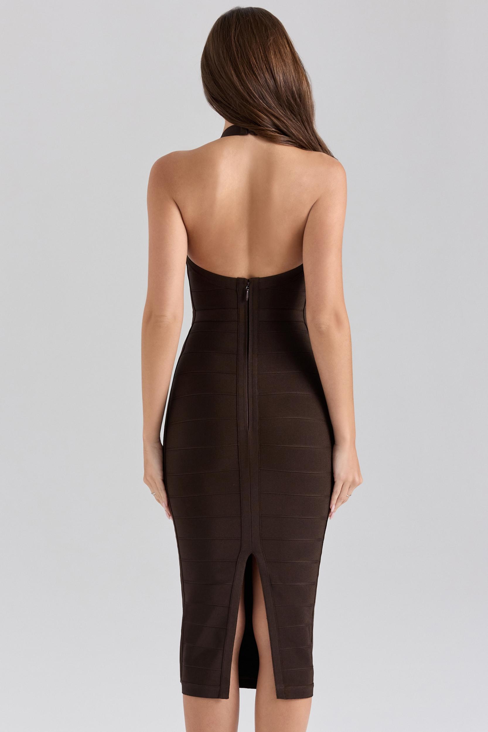 The Supermodel  chocolat halter midi bandage dress Product Image