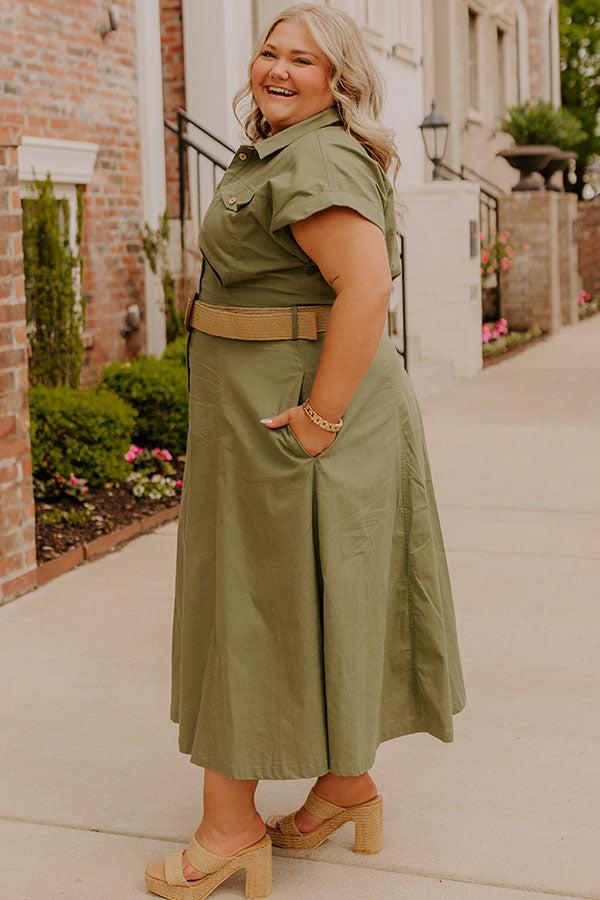 Chic Cityscape Button Down Midi Dress Curves Product Image