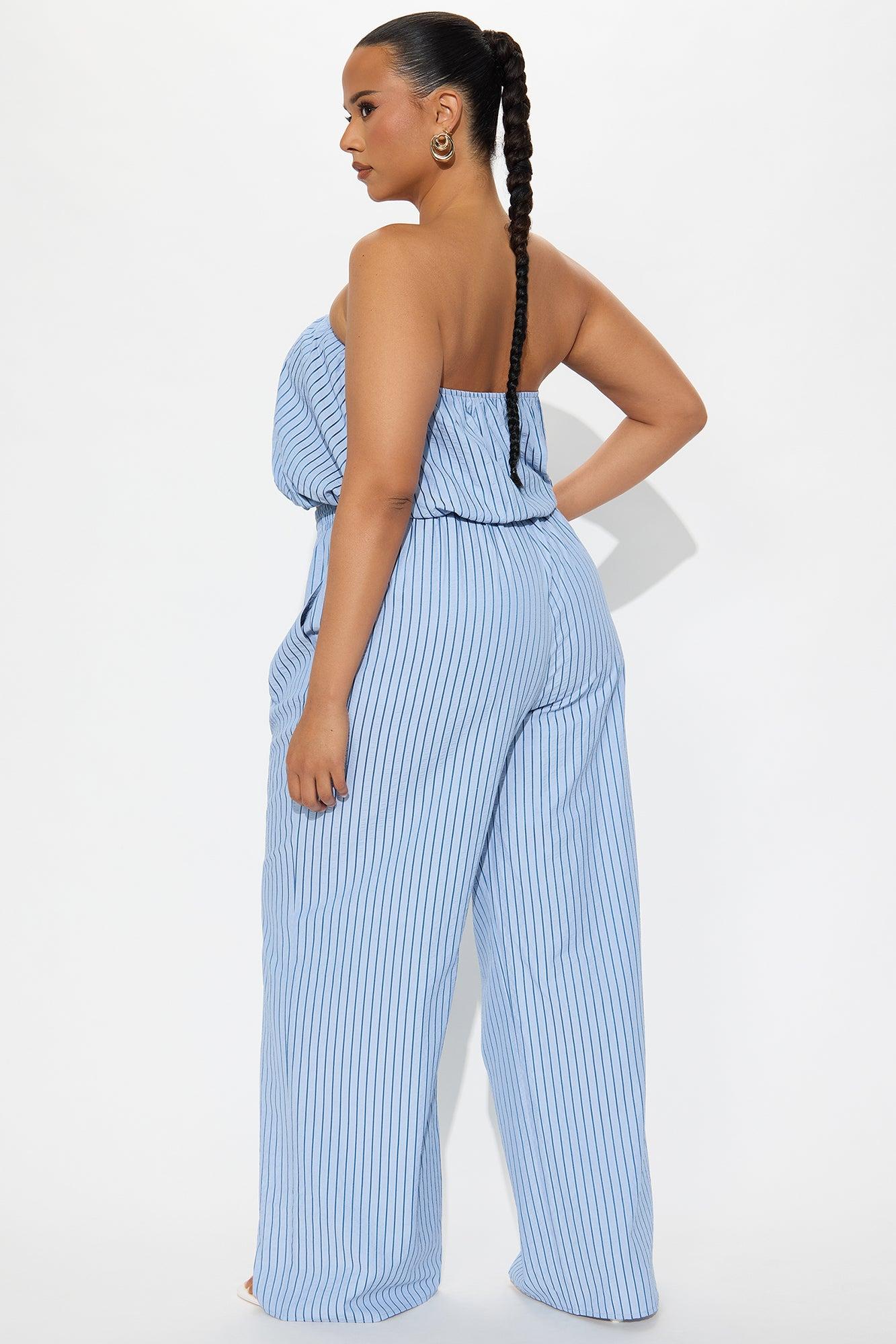 Gracie Pinstripe Pant Set - Light Blue Female Product Image