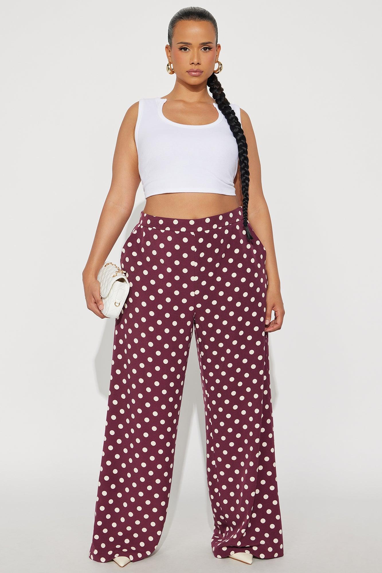 Lucelia Polka Dot Trouser Pant - Burgundy/combo Female Product Image