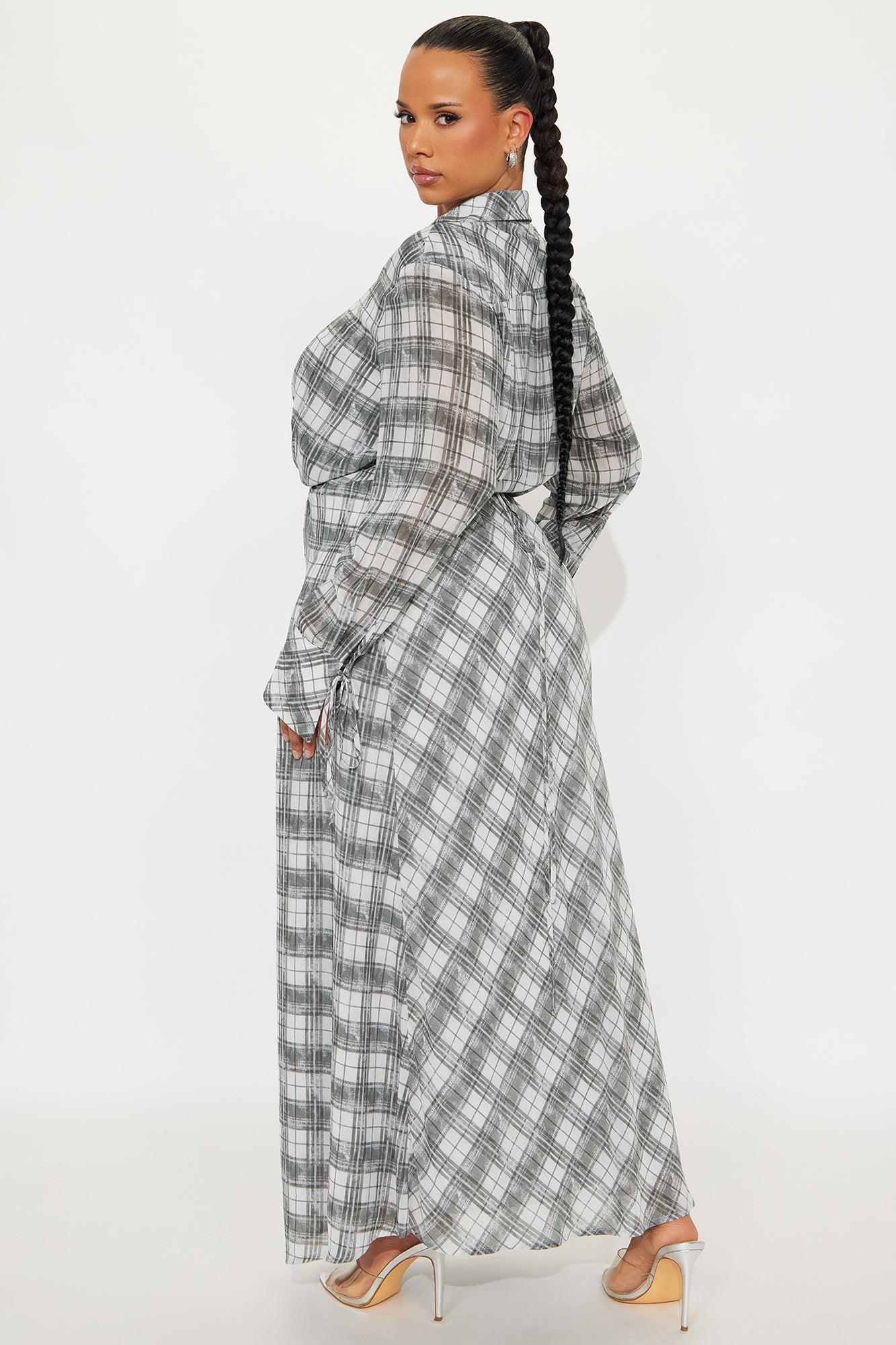 Marlee Chiffon Maxi Shirt Dress - Grey Female Product Image