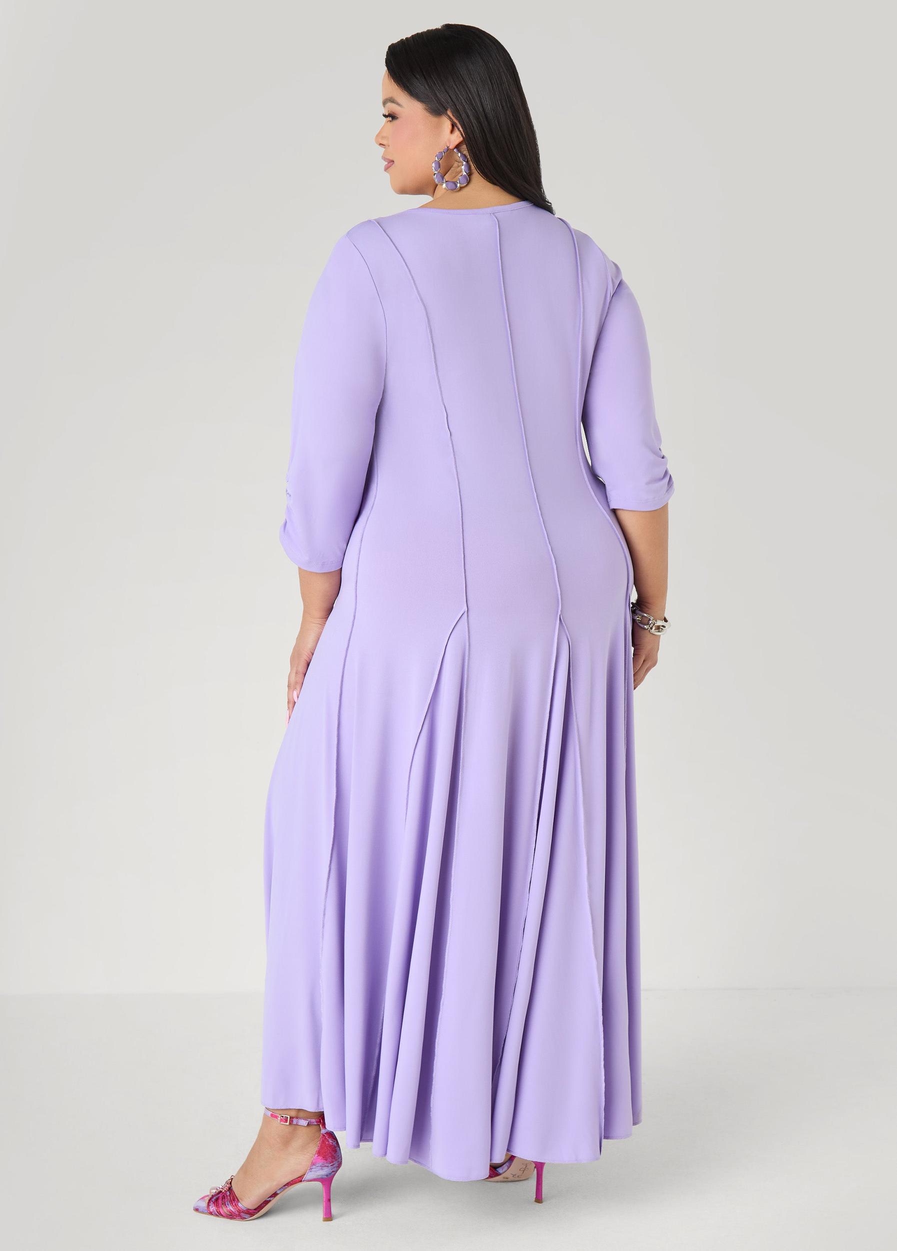 Ruched Sleeve Seamed Maxi Dress Product Image