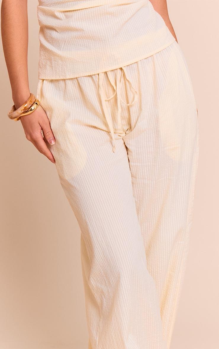 Butter Yellow Textured Drawstring Wide Leg Pants Product Image