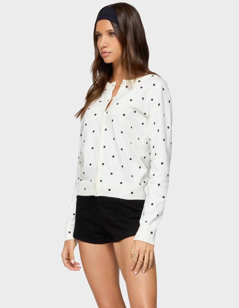 EDIKTED Shea Polka Dot Knitted Cardigan - BLACK Product Image