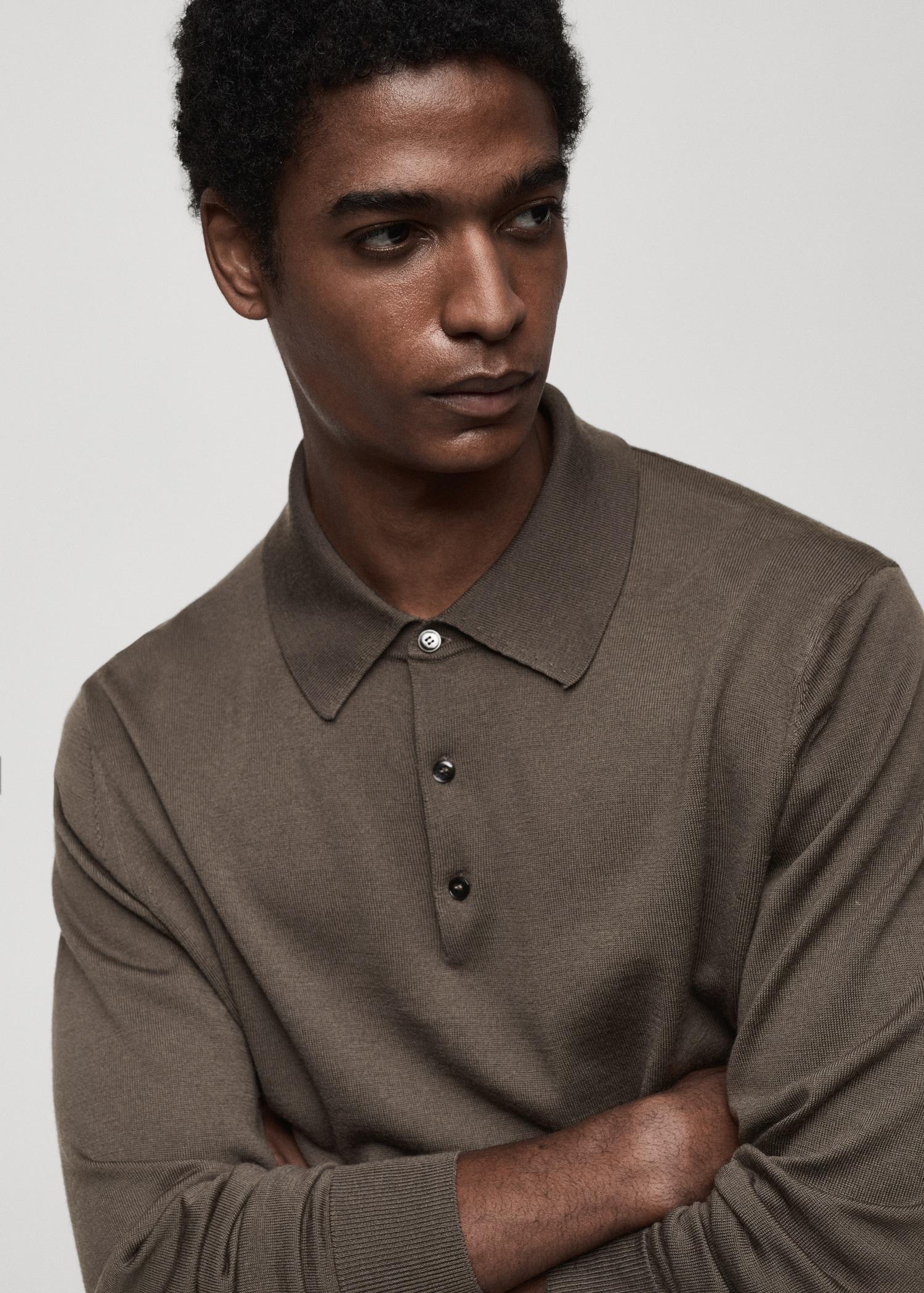 100% merino wool polo sweater - Men | MANGO USA Product Image