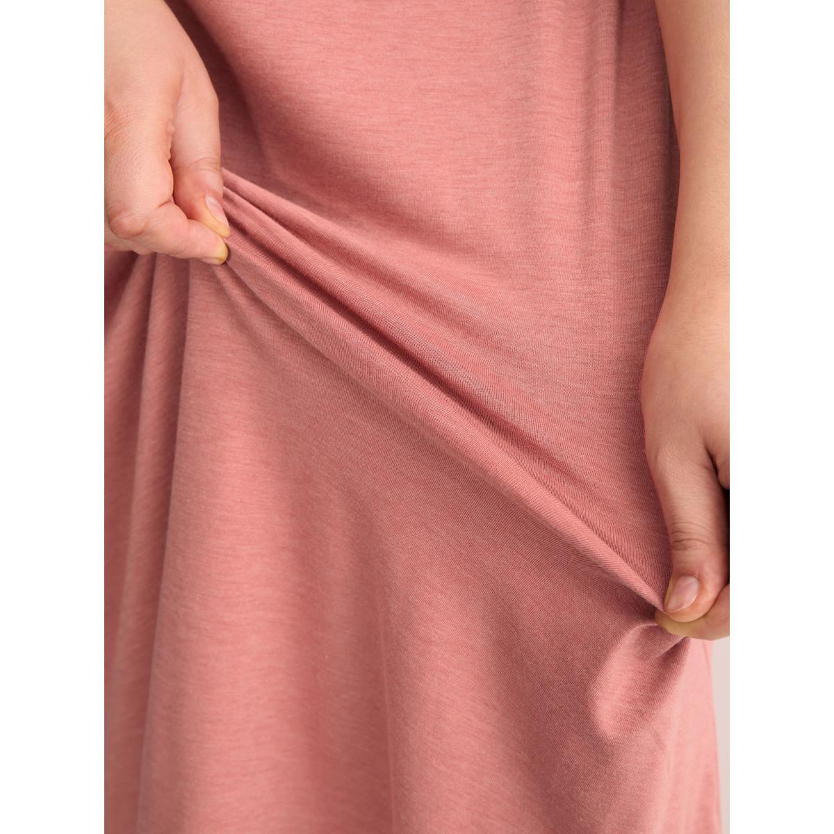 Plus Size Stretchy Color Contrast V-Neck Midi Dress Watermelon Women V-neck Short sleeve Curvy BloomChic 18-20/2X Product Image