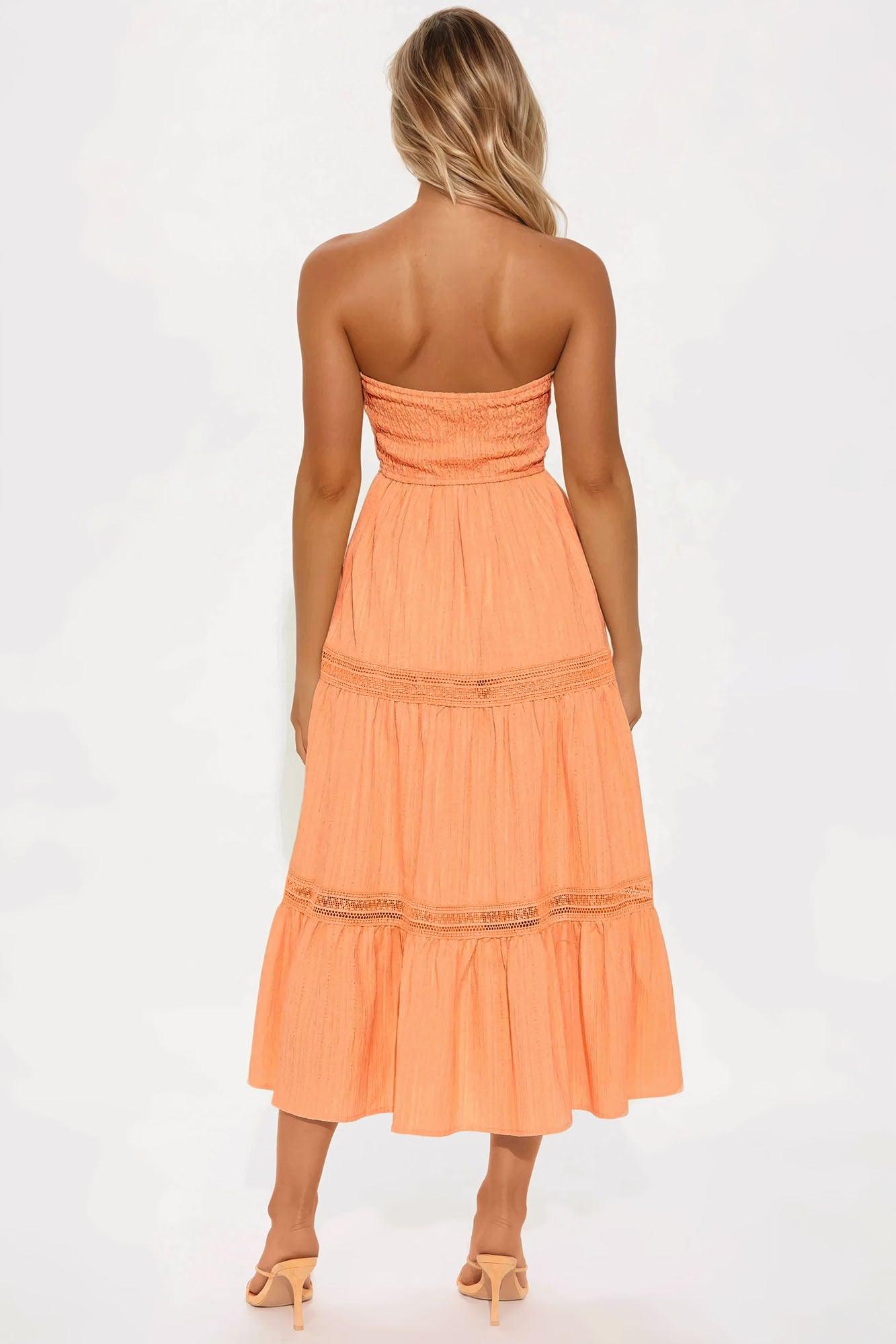 Tasmin Strapless Midi Dress - Orange Female Product Image