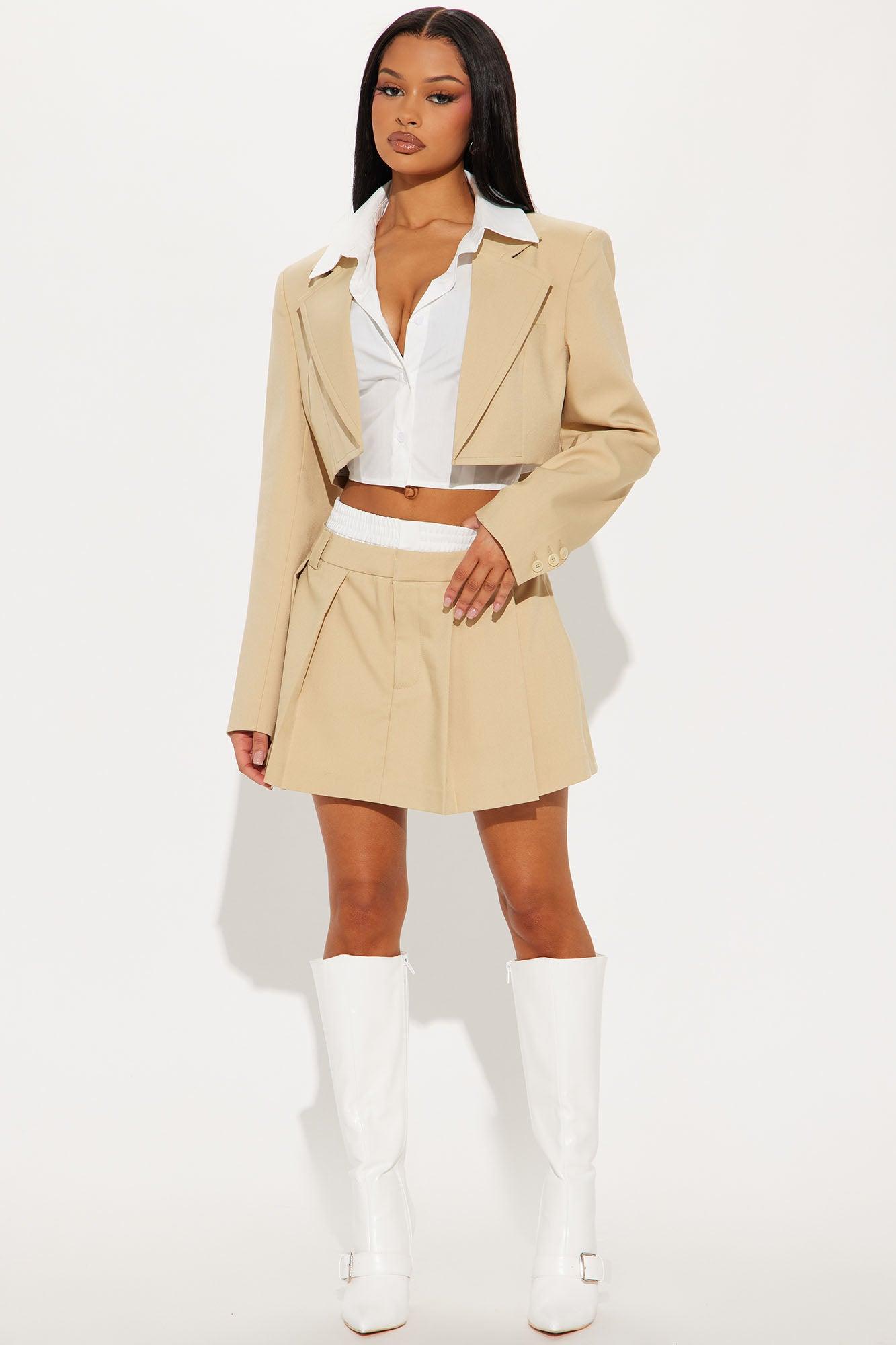 Chelsea Blazer Skort Set - Taupe Product Image