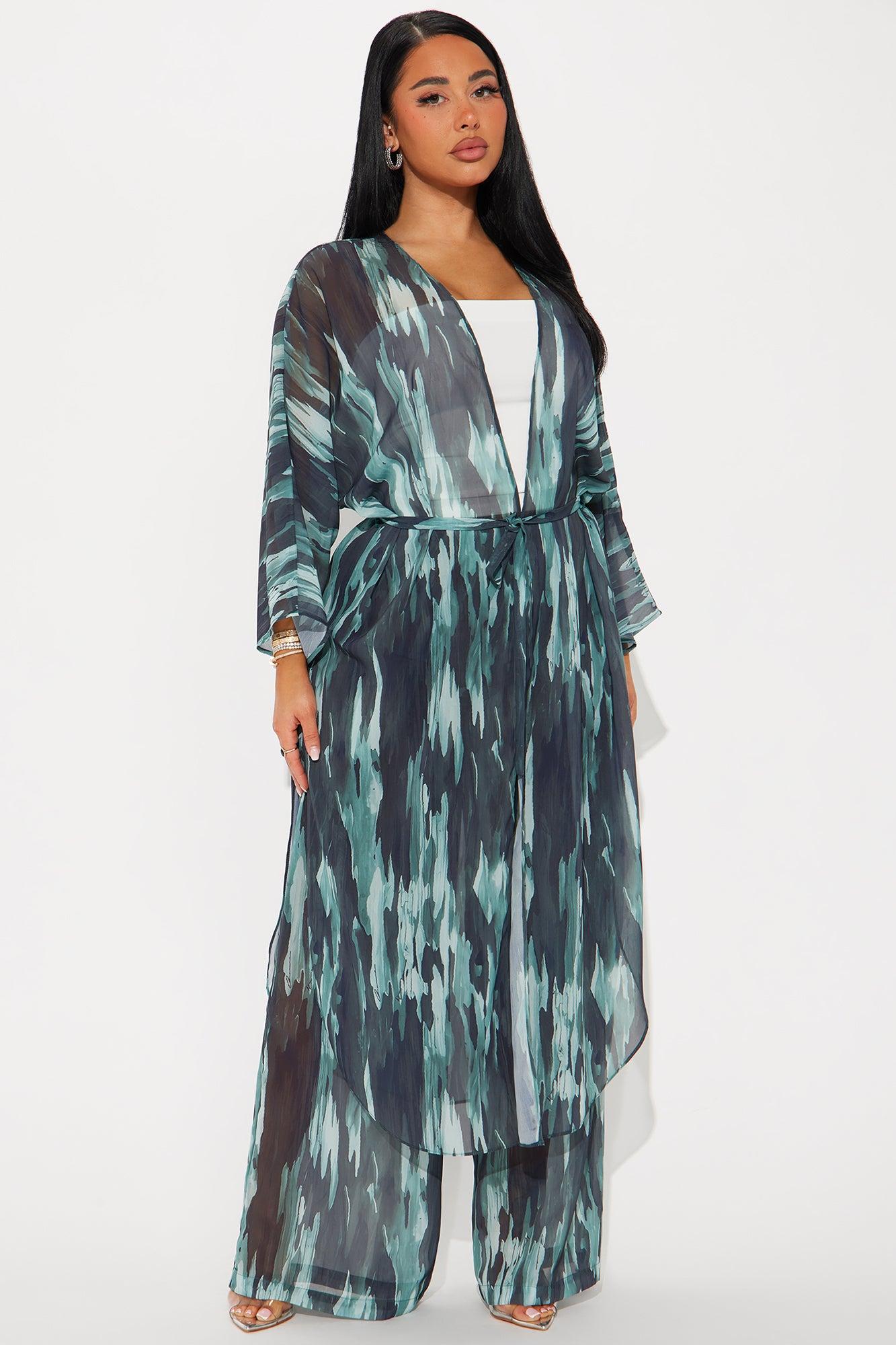 Sheer Fantasy Wide Leg Pant Set - Black/combo Product Image