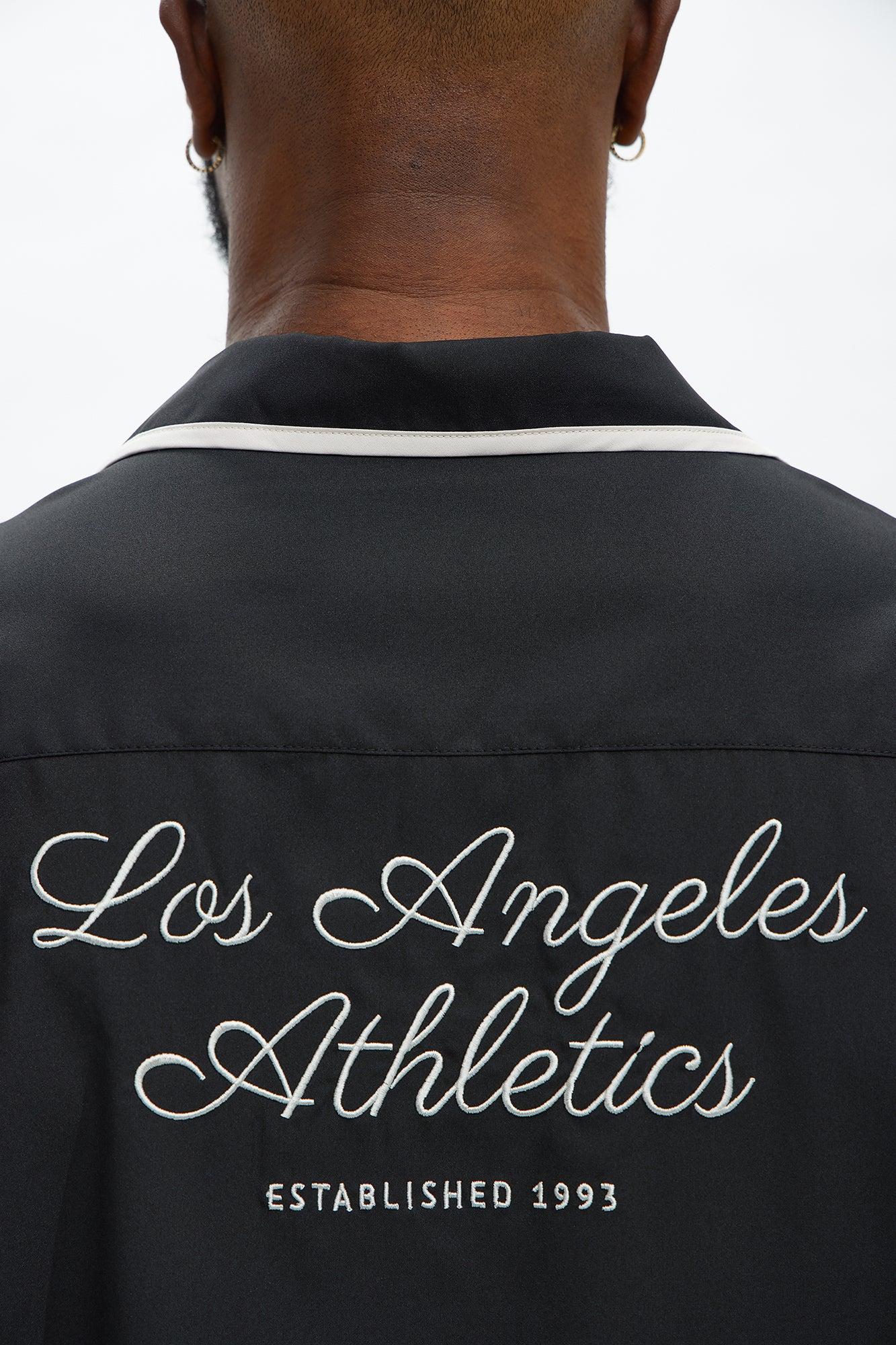 Regular Fit LA Athletics Button Up Shirt - Black Product Image