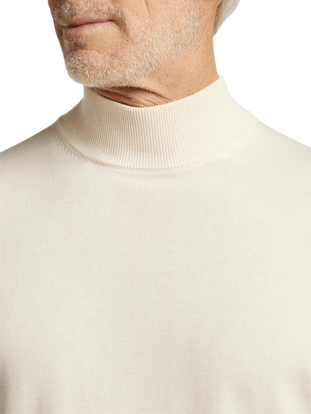 Supima Cotton Mock Neck Sweater - Ivory Product Image