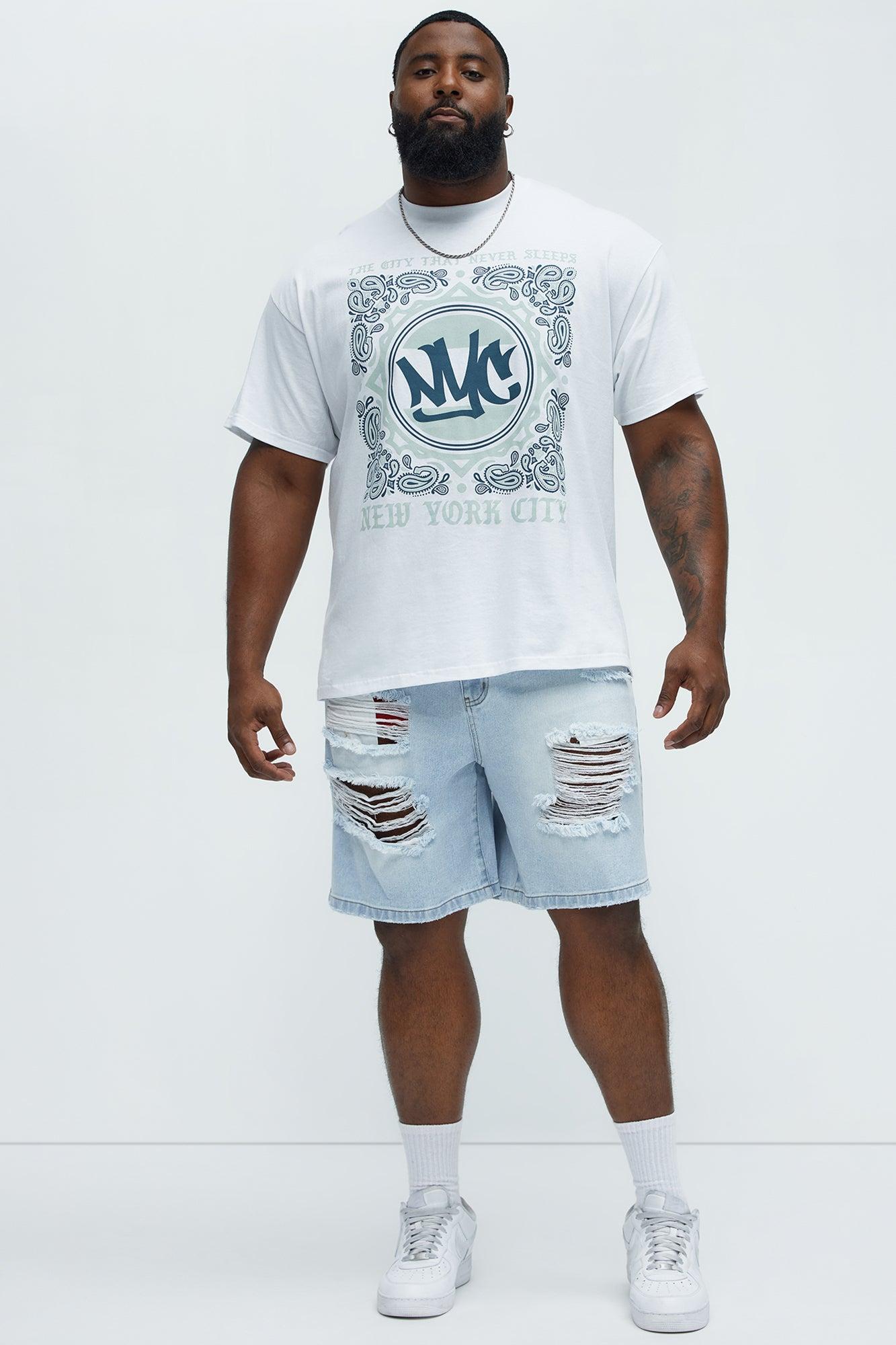 Classic Distressed Relaxed Denim Shorts - Light Blue Wash Product Image