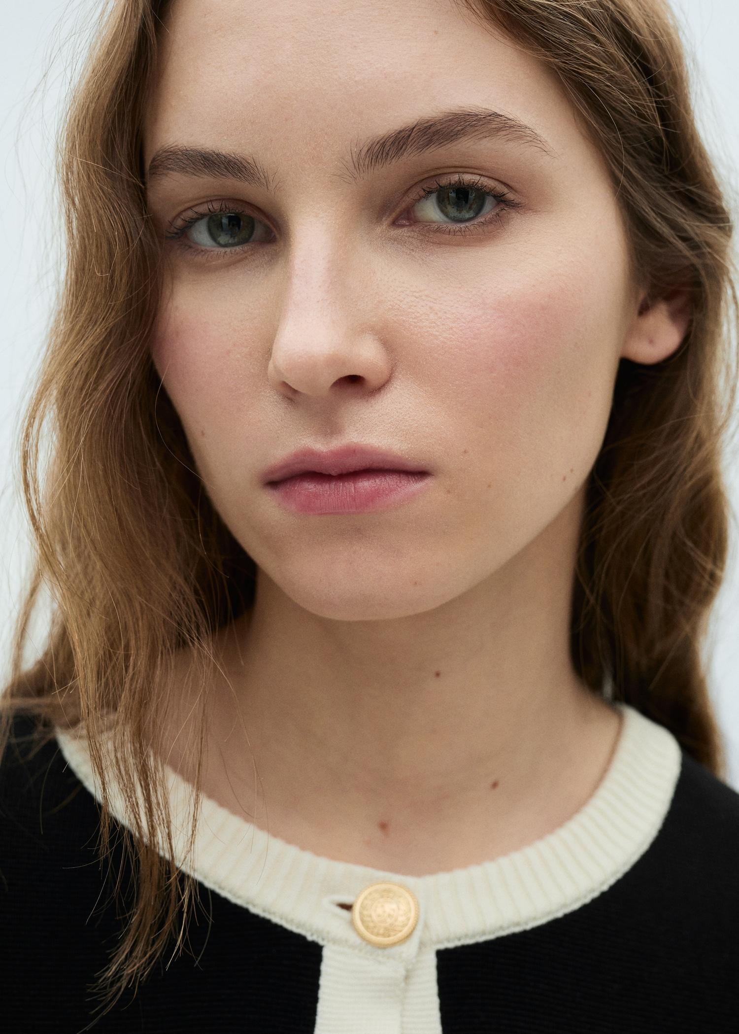 Knitted jacket with jewel buttons - Women | MANGO USA Product Image