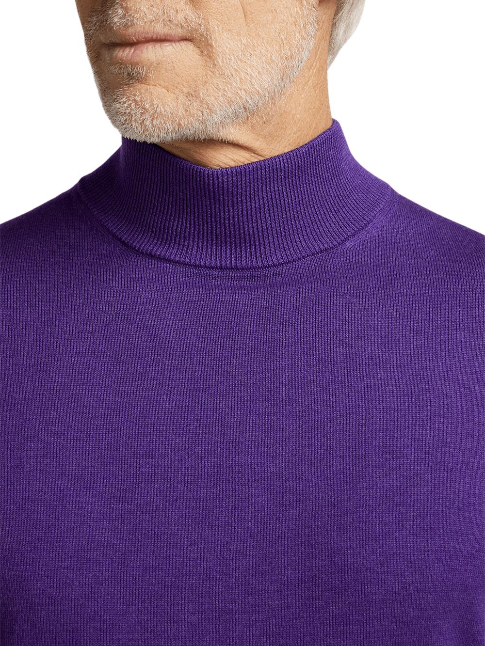 Supima Cotton Mock Neck Sweater - Purple Product Image
