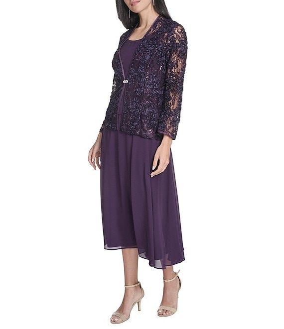 Jessica Howard 3/4 Sleeve Scoop Neck Soutache Mesh 2-Piece Jacket Dress Product Image