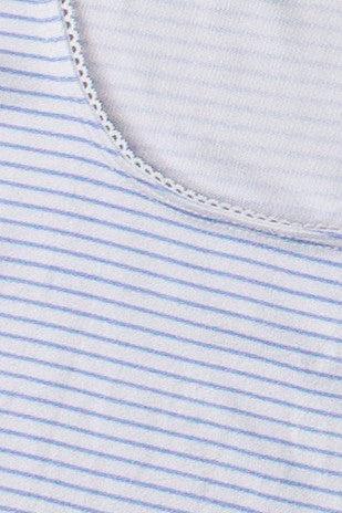 Blue Pinstripe Picot Trim Tank Top Product Image