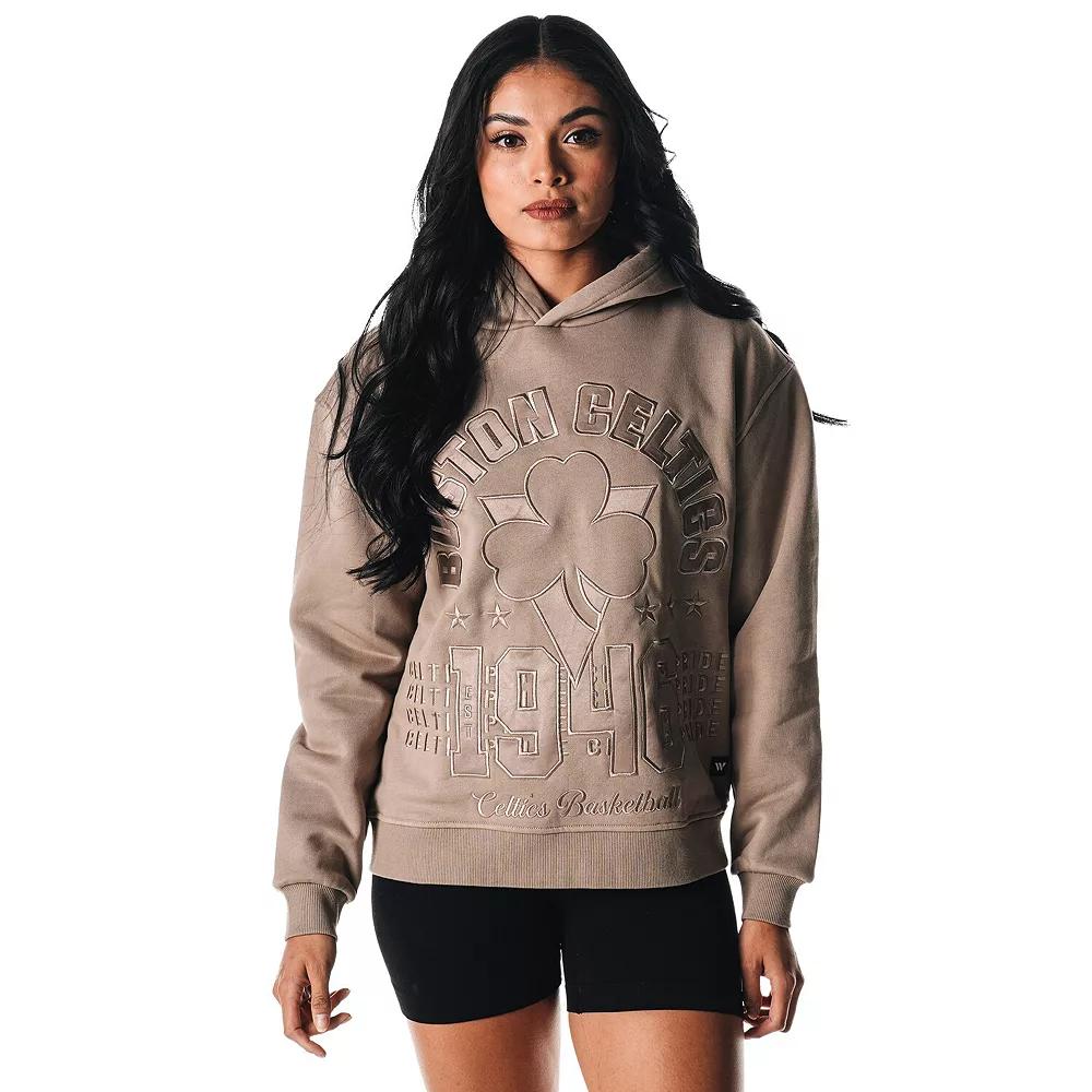 Womens The Wild Collective Gray Boston Celtics Satin Pullover Hoodie Product Image