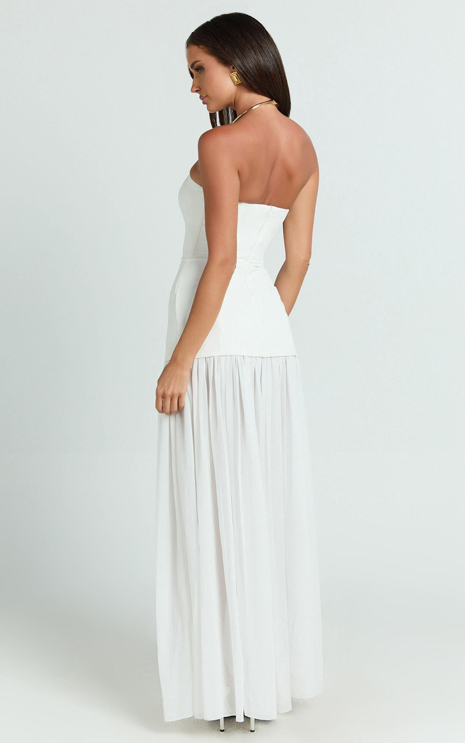 Jocelyn Maxi Dress - Strapless Ruched Fit And Flare Dress in Ivory Product Image