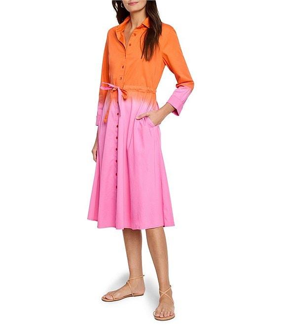 NIC + ZOE Ayla Ombre Point Collar Bracelet Sleeve Tie Front Dress Product Image