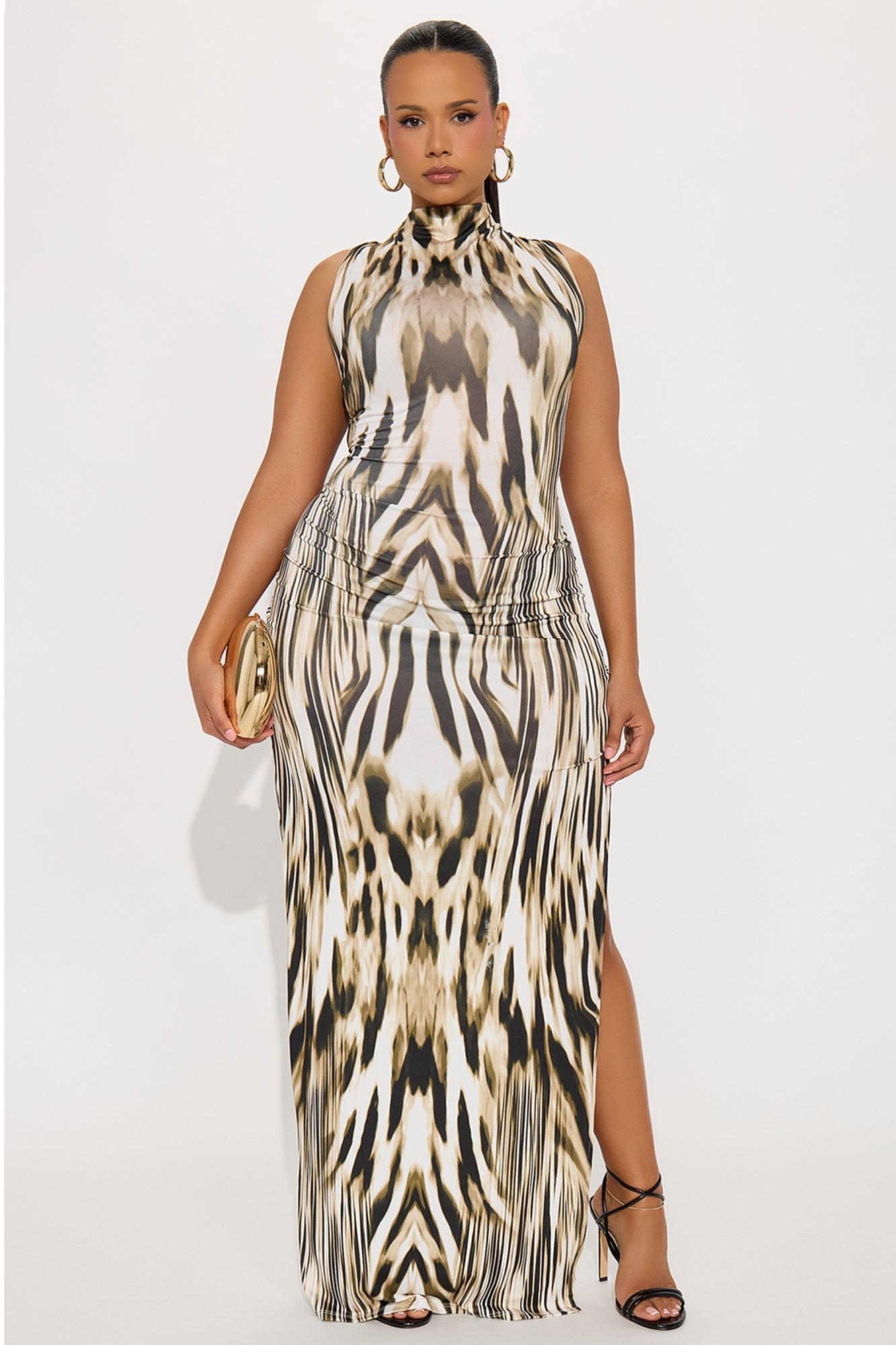 In The Fast Lane Maxi Dress - Brown/combo Female Product Image
