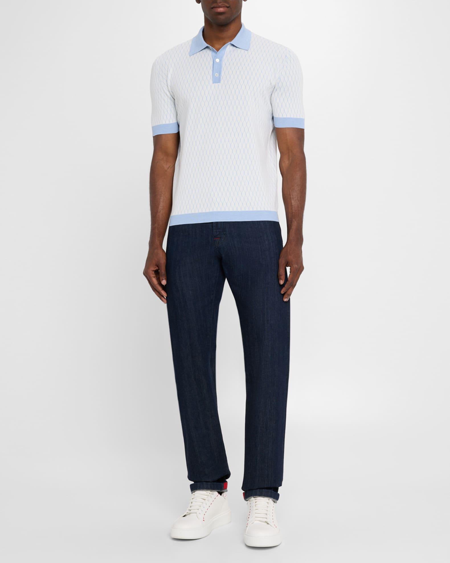 Men's Honeycomb Short-Sleeve Polo Sweater Product Image