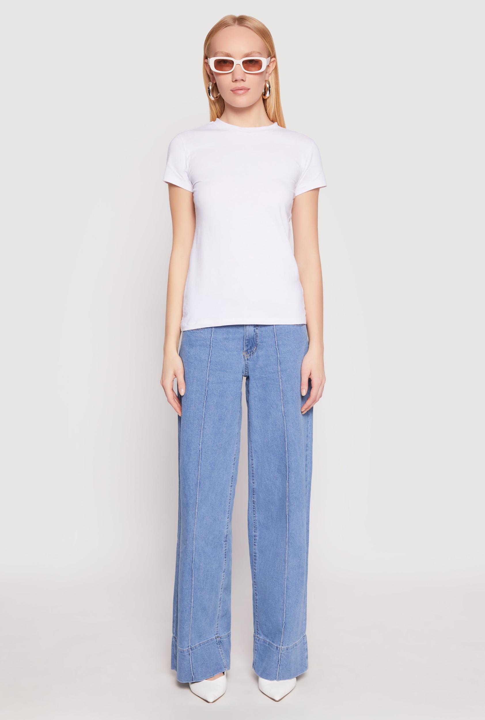 Womens High Neck Short Sleeve Tee Product Image