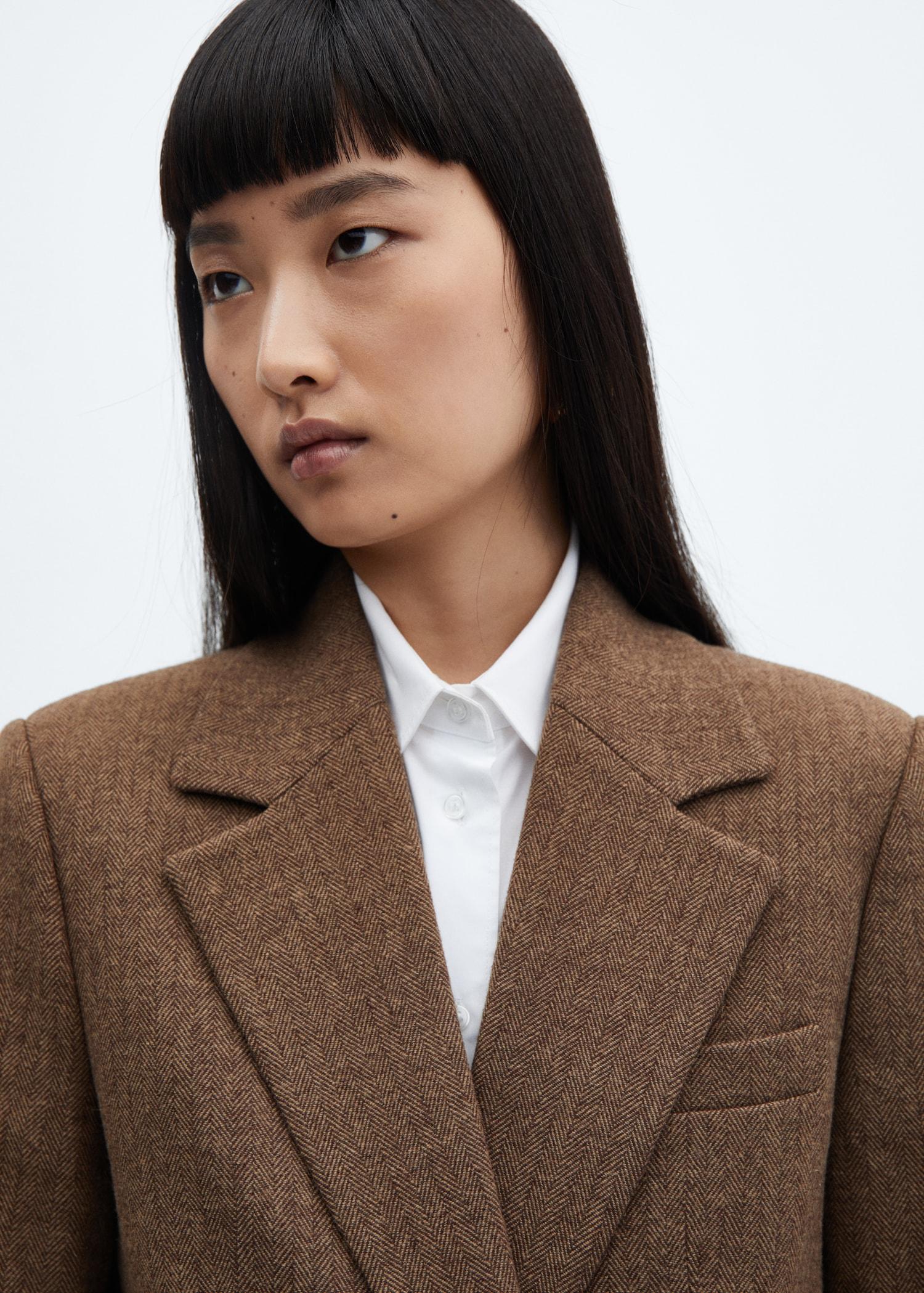 Herringbone wool-blend blazer - Women | MANGO USA Product Image