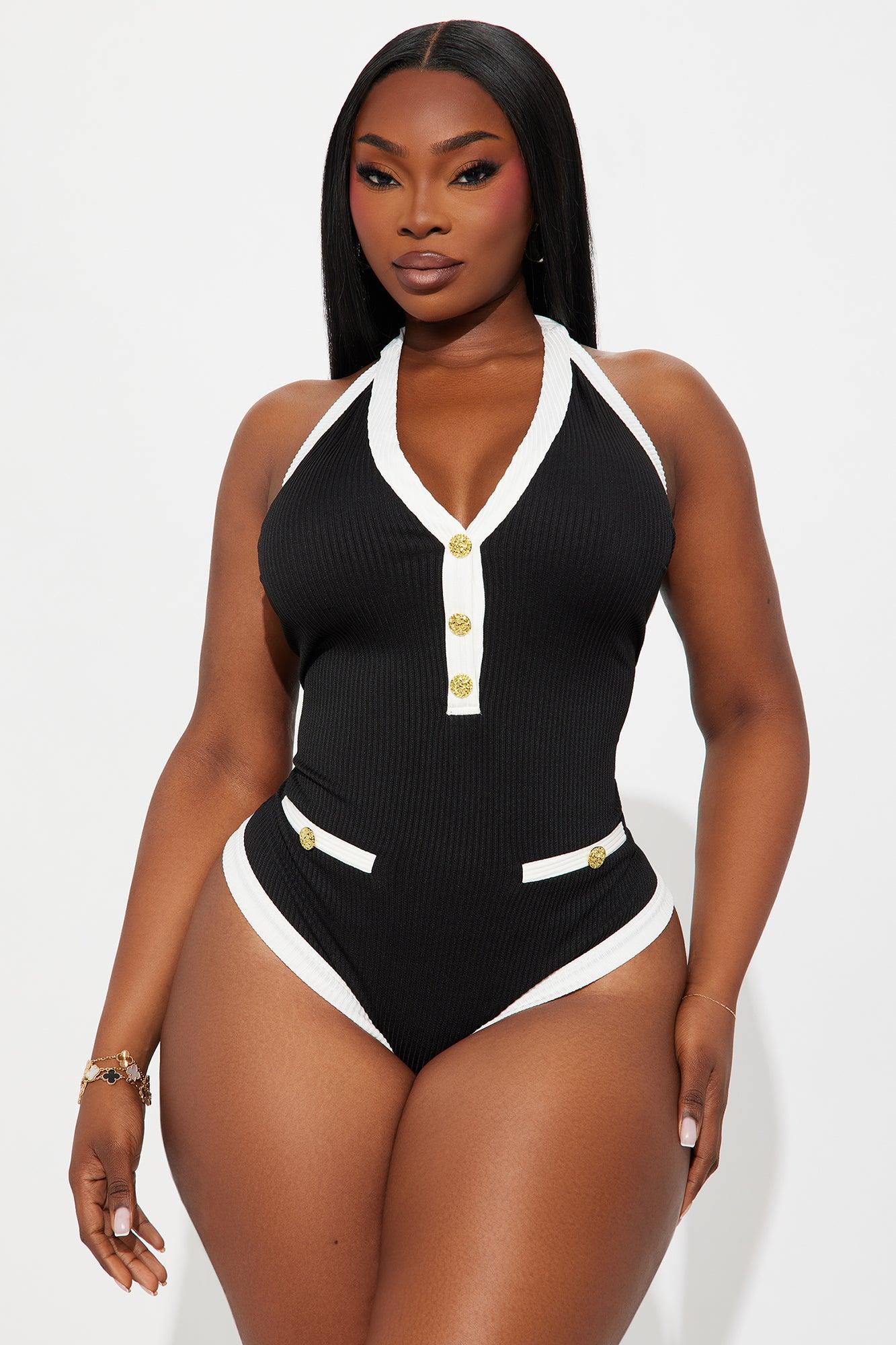 High Class Contrast Bodysuit - Black/White Female Product Image