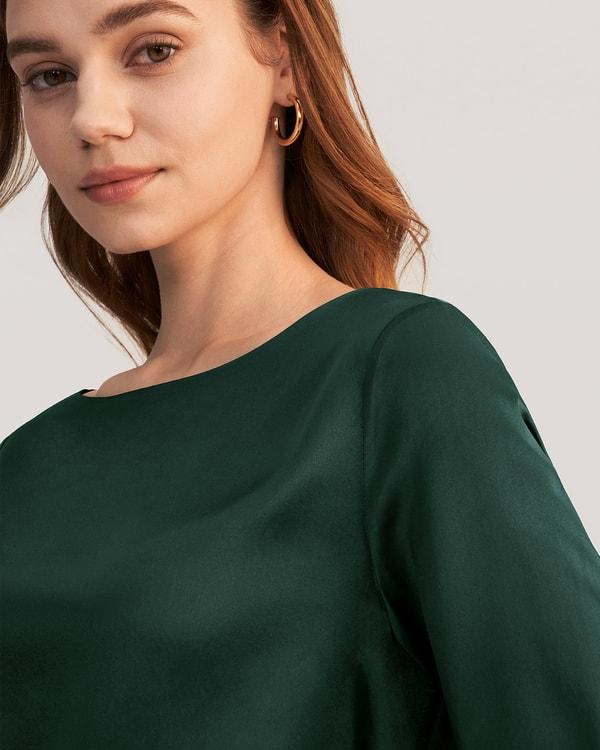 LILYSILK Casual Green Blouse | Silk Plain Business | 100 Mulberry Silk Shirt Women Soft Skin-Friendly Comfortable Product Image