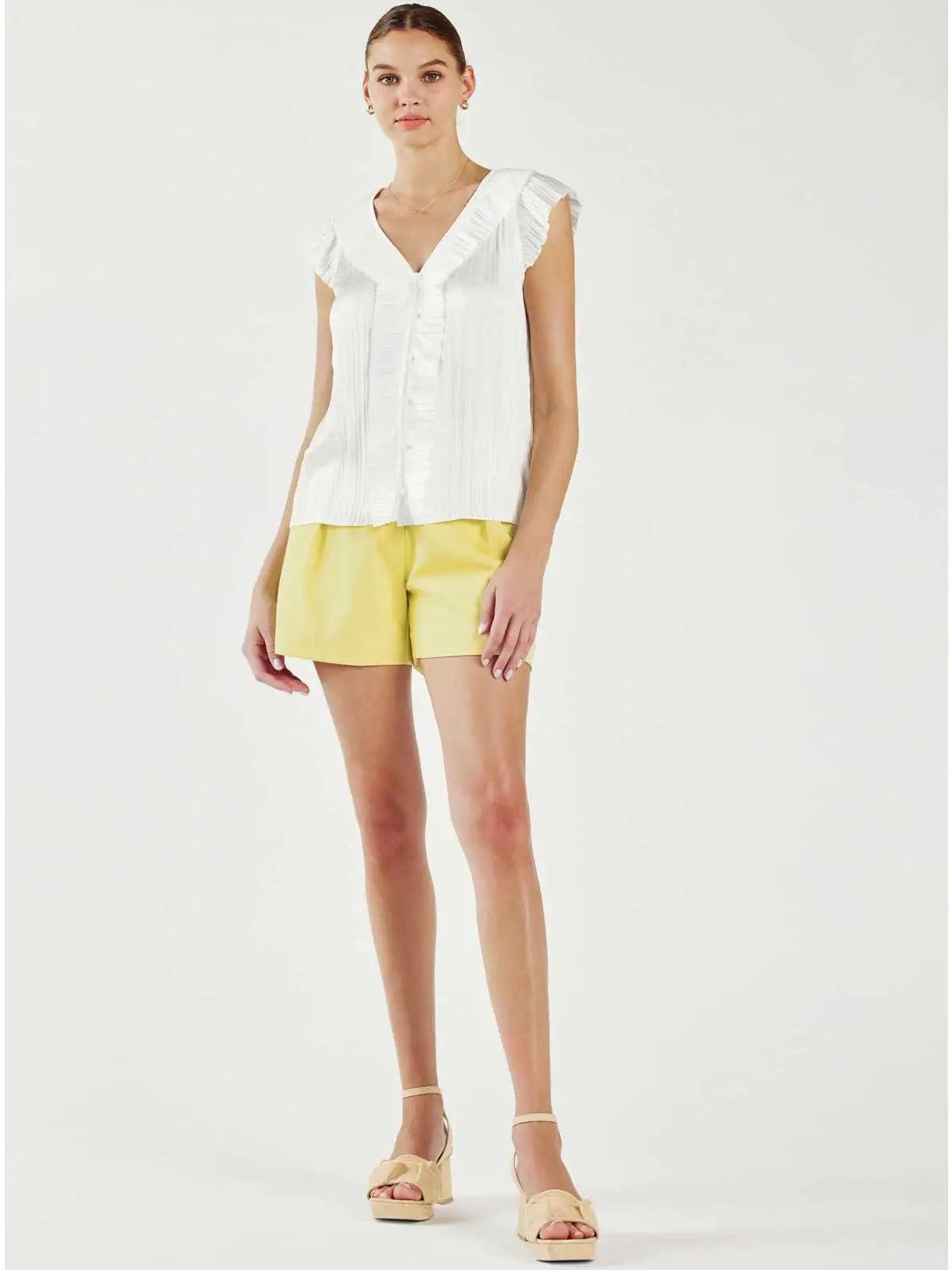 Button Front Pleated Blouse Product Image