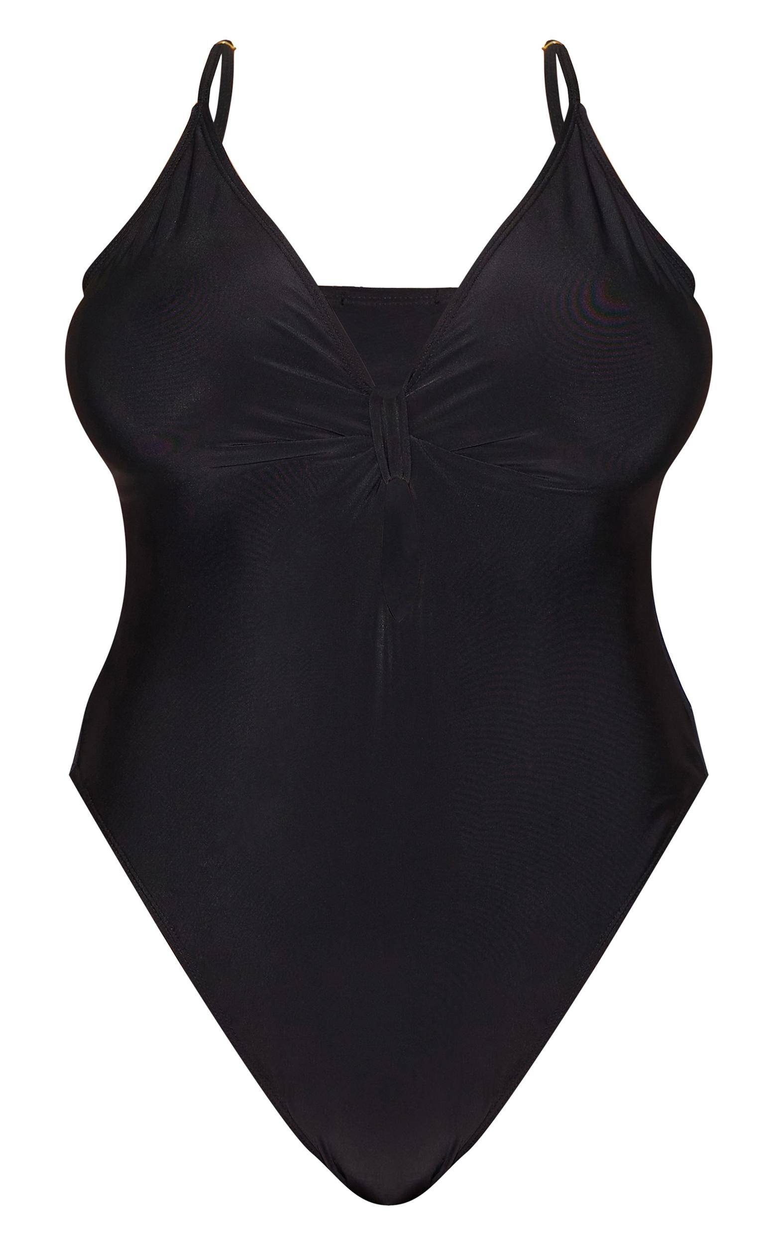 Plus Black Knot Front Cut Out Swimsuit Product Image