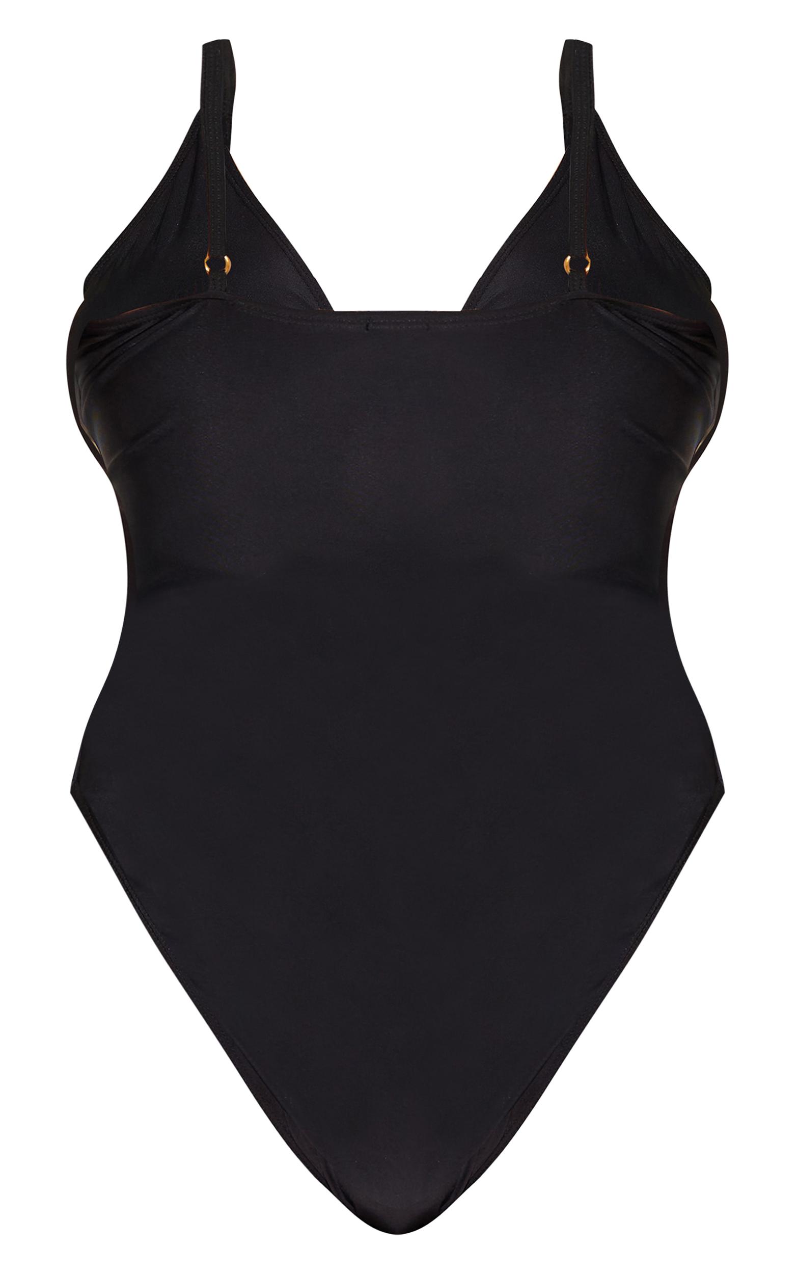 Plus Black Knot Front Cut Out Swimsuit Product Image