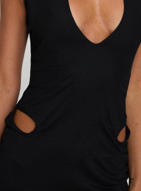 On Your Mind Halter Mesh Mini Dress Black Product Image