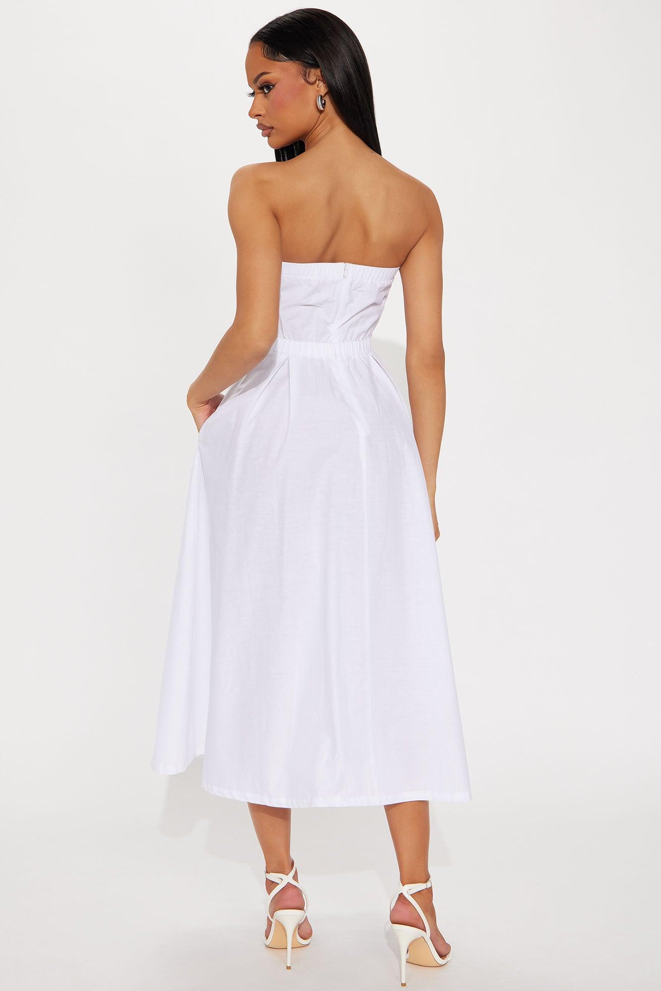 Eliana Poplin Midi Dress - White Product Image