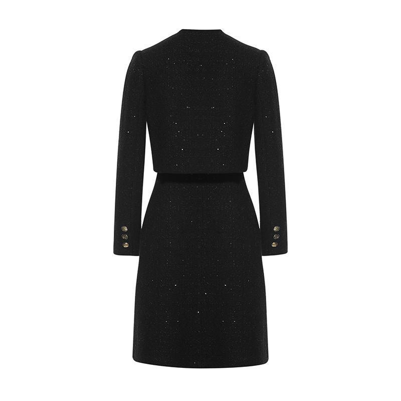 Tweed Fake Two-piece Tailored Wool Dress Product Image