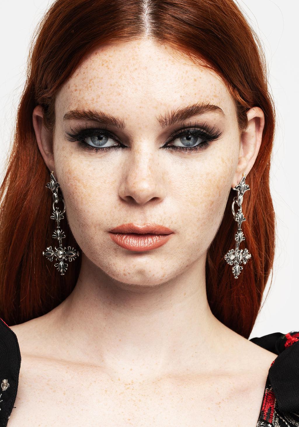 Edwina Cross Drop Earrings Product Image