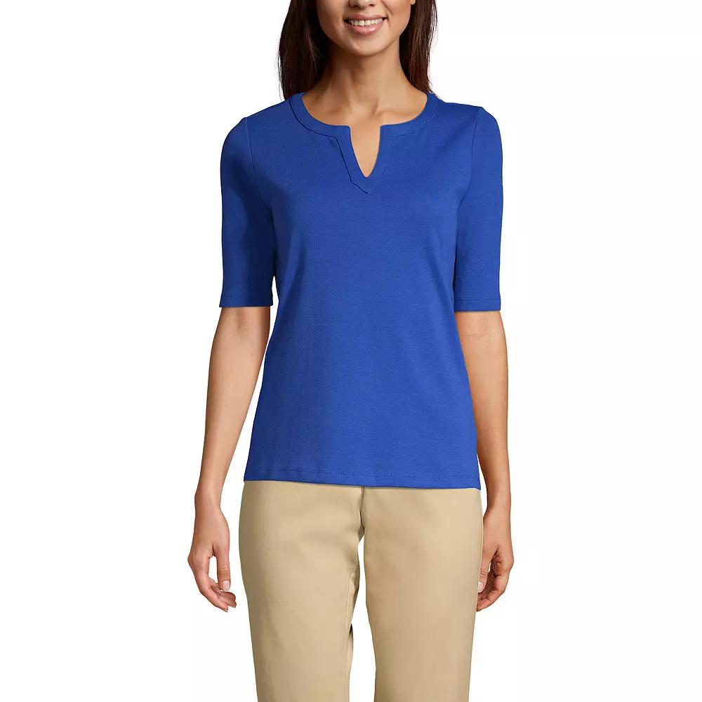 Women's Lands' End Modern Half Sleeve Splitneck Top,  Product Image