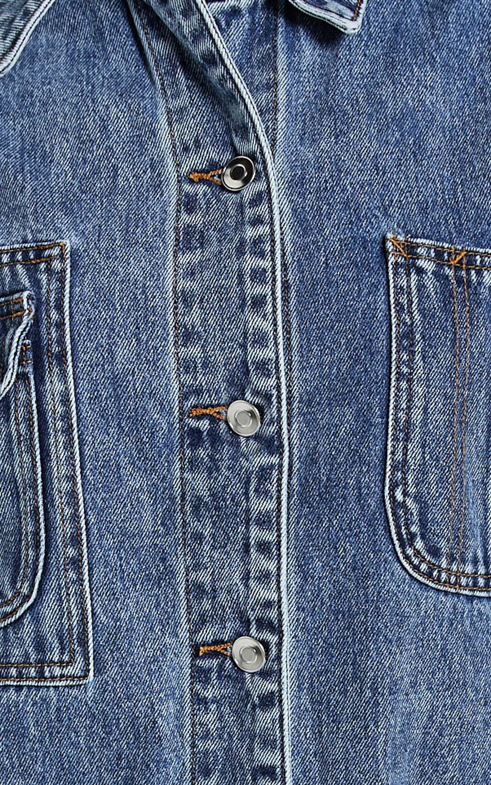 Harlow Jacket - Oversized Long Sleeve Denim Jacket in Mid Blue Wash Product Image