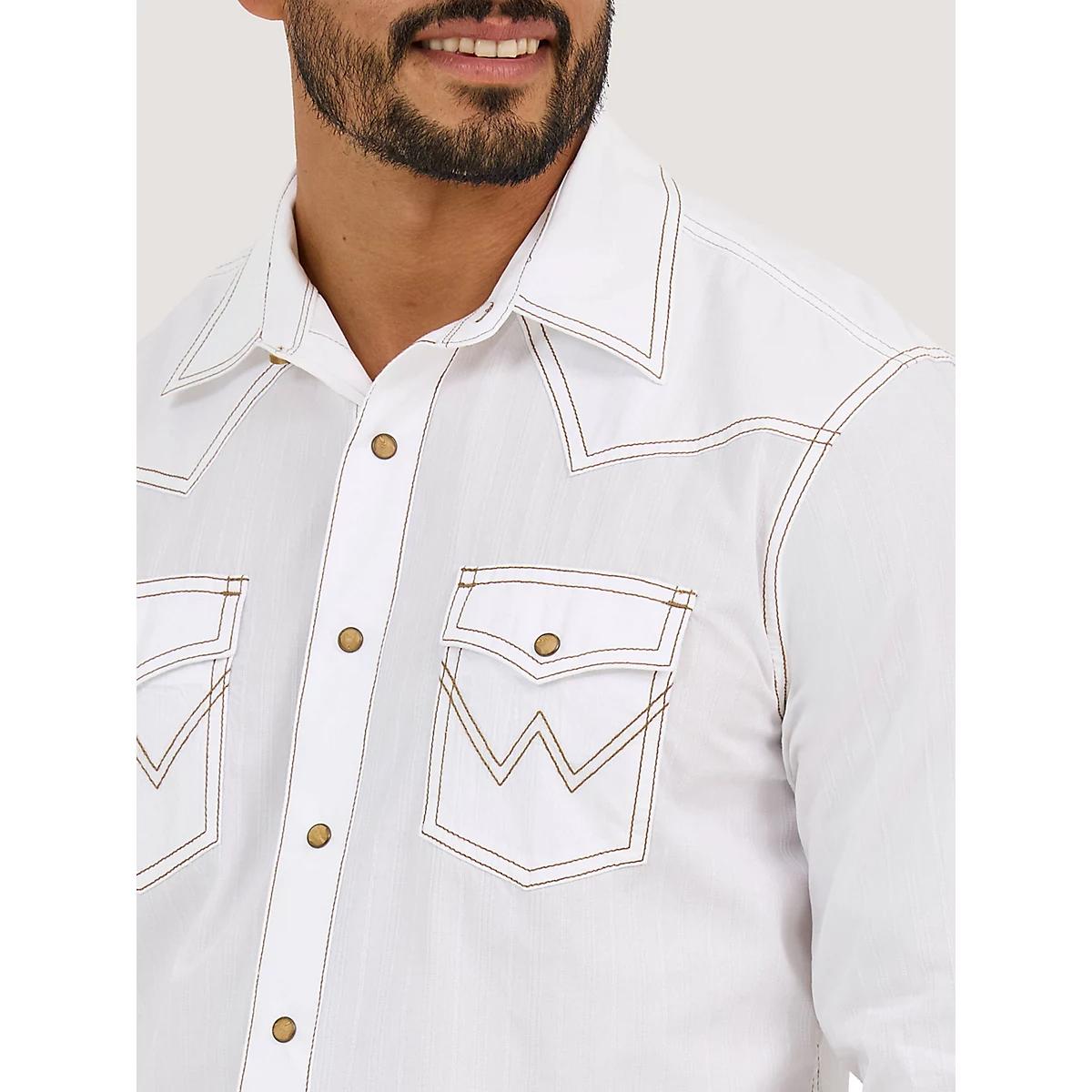 Men's Wrangler Retro® Long Sleeve Western Snap Solid Dobby Shirt Product Image