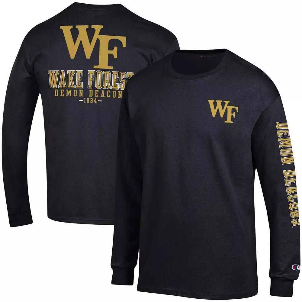 Men's Champion Navy Michigan Wolverines Team Stack Long Sleeve T-Shirt,  Product Image