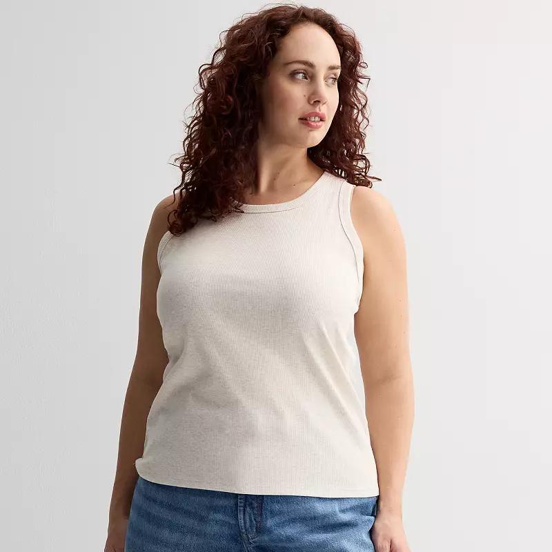 Plus Size Sonoma Goods For Life® High Neck Ribbed Layering Tank Top, Women's, Size: 4XL, Beige Grey Product Image