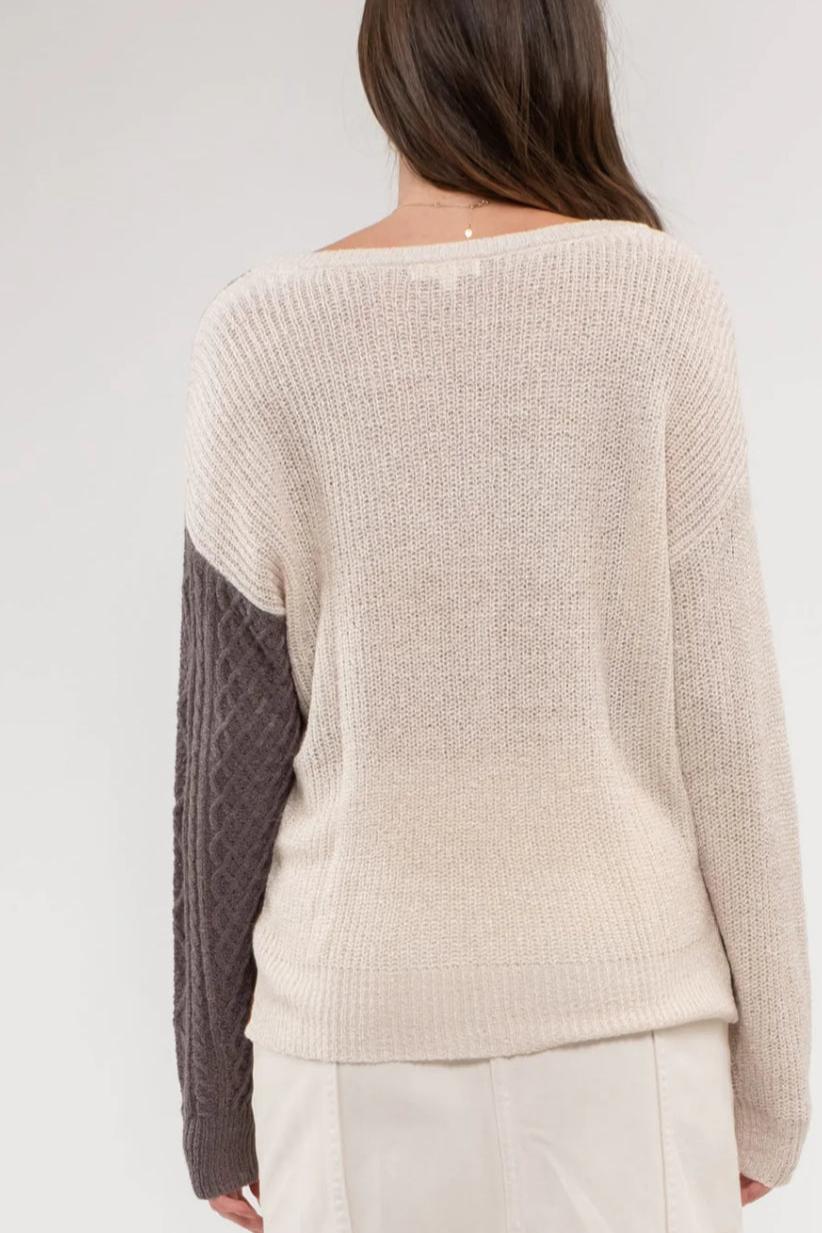 Light Weight Colorblock Knit Sweater Product Image