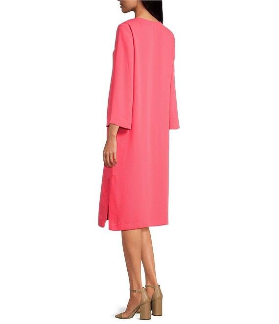 Trina Turk Catamaran Georgette Lace Up V-Neck Long Sleeve Dress Product Image