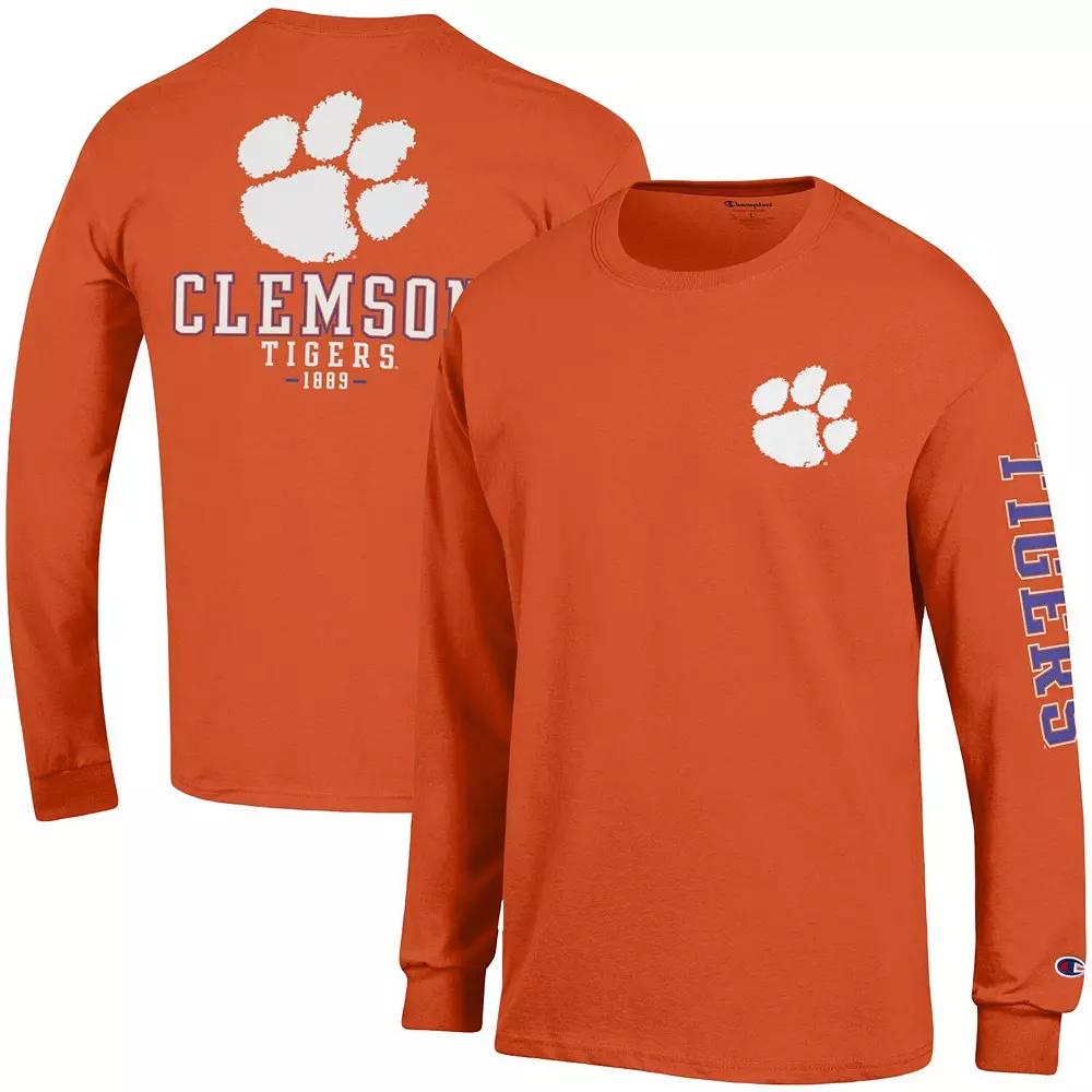 Men's Champion Orange Clemson Tigers Team Stack Long Sleeve T-Shirt,  Product Image