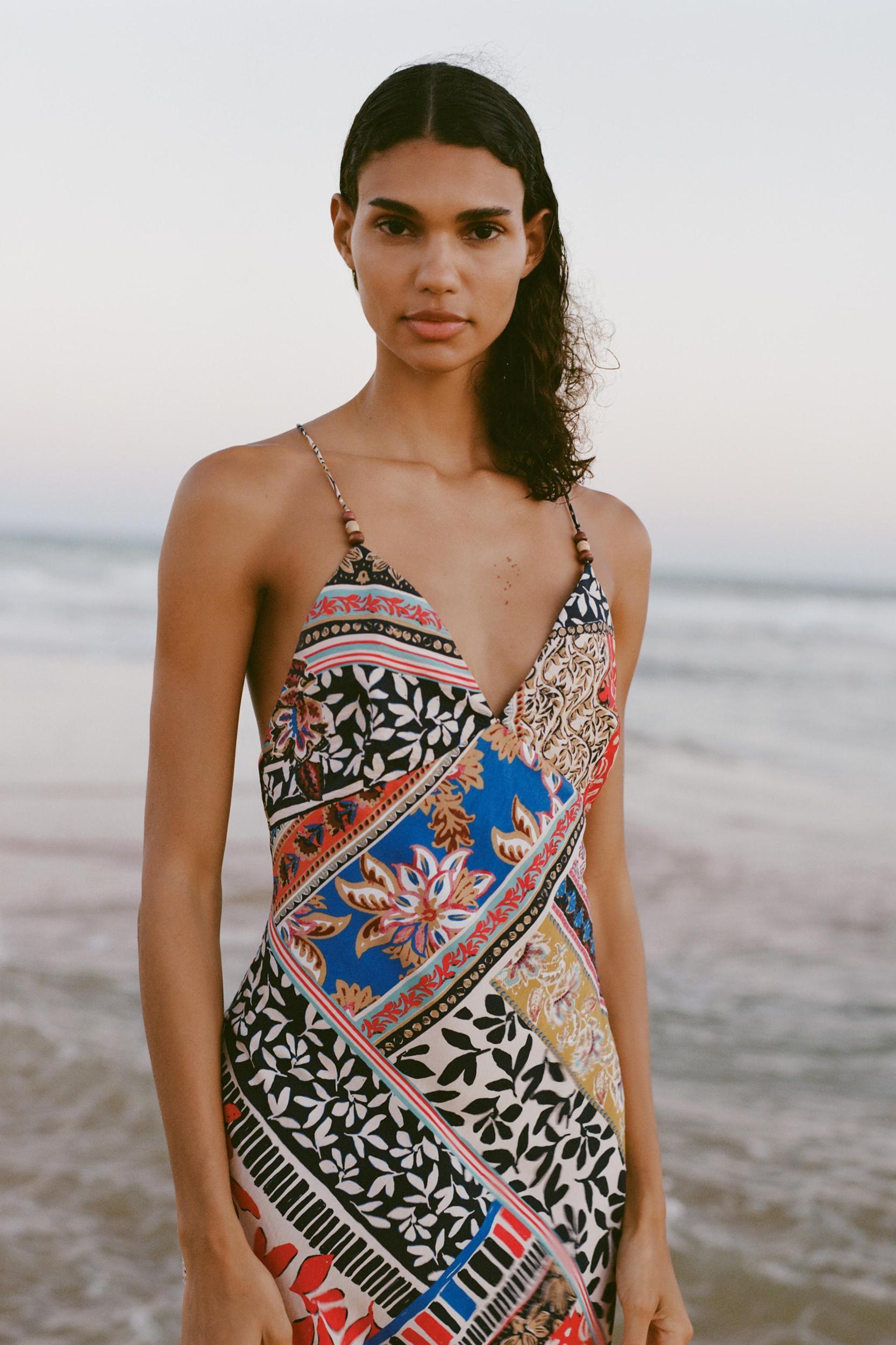 PATCHWORK PRINT MIDI DRESS Product Image