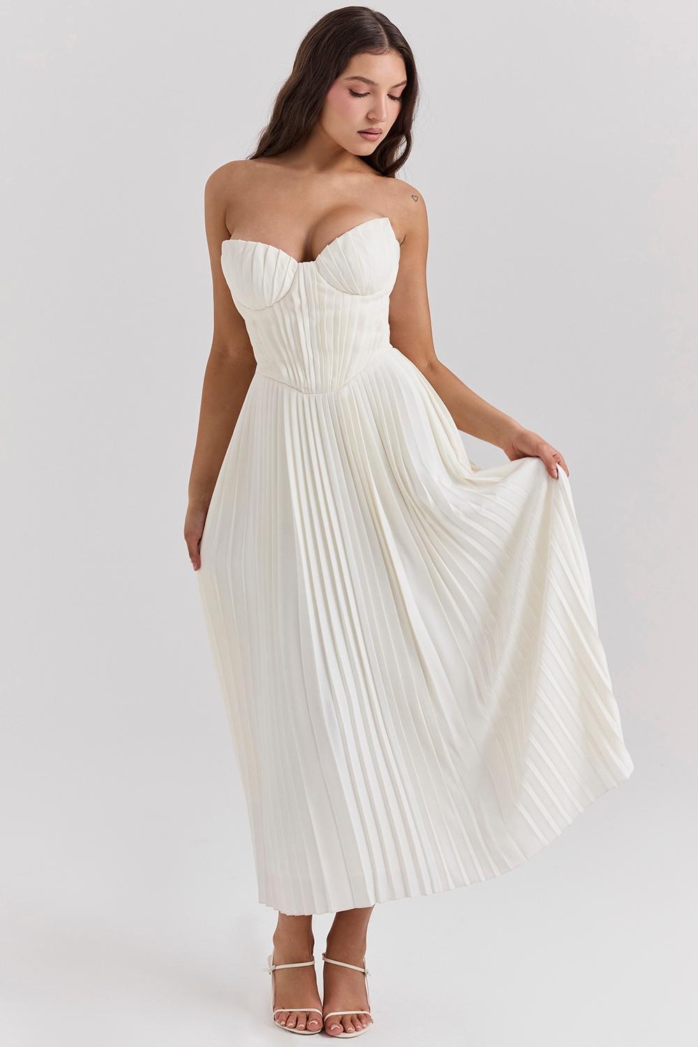 Amorata  ivory pleated maxi dress Product Image